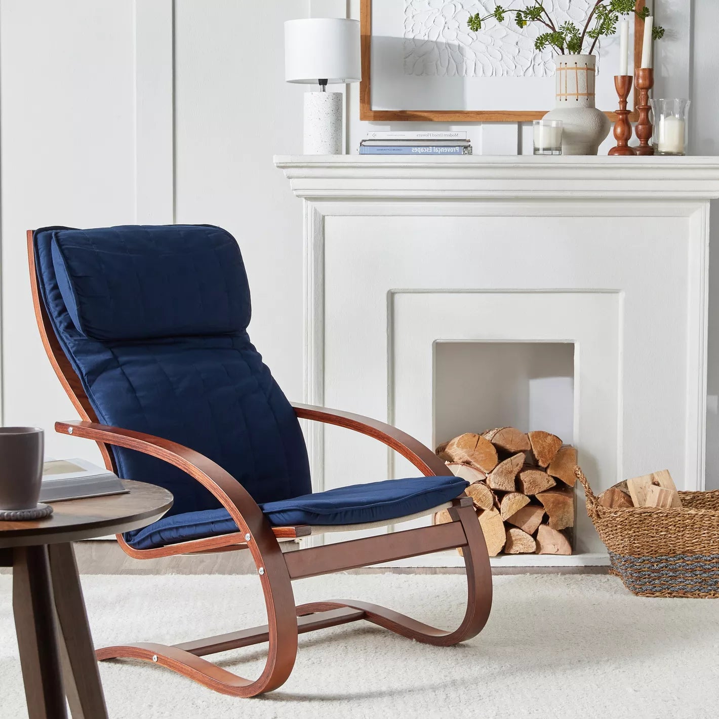 Fabric Armchair With Padded Headrest And Solid Wooden Frame For Any Corner Of Home - COOLBABY