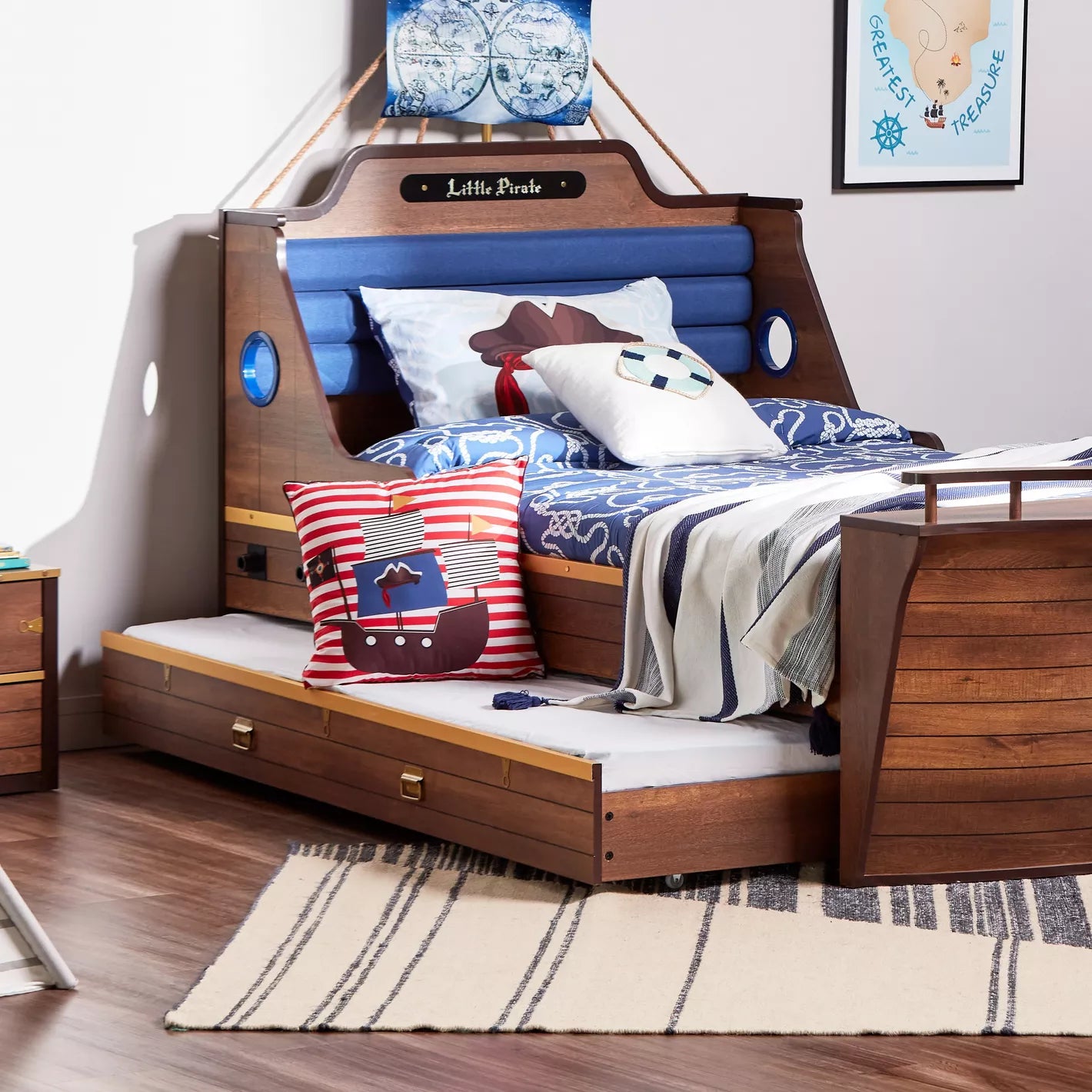 Under Beds Trundle For Kids 90x190 cm - Oak - COOLBABY