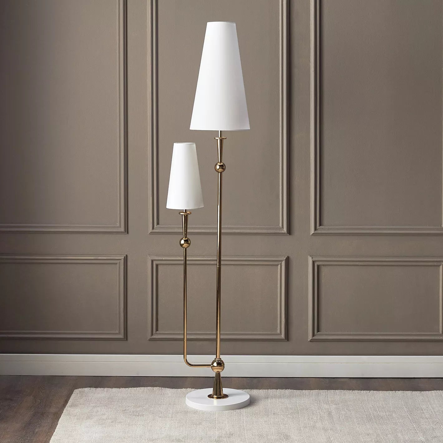 2-Light Metal Floor Lamp - 165 cm