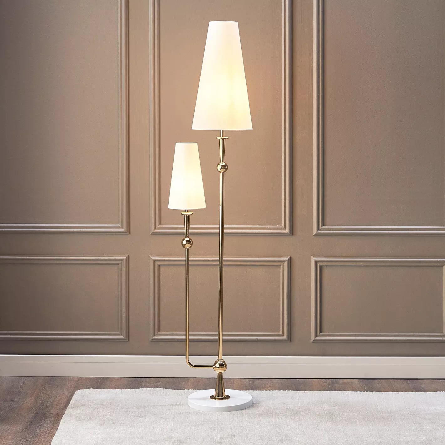 2-Light Metal Floor Lamp - 165 cm