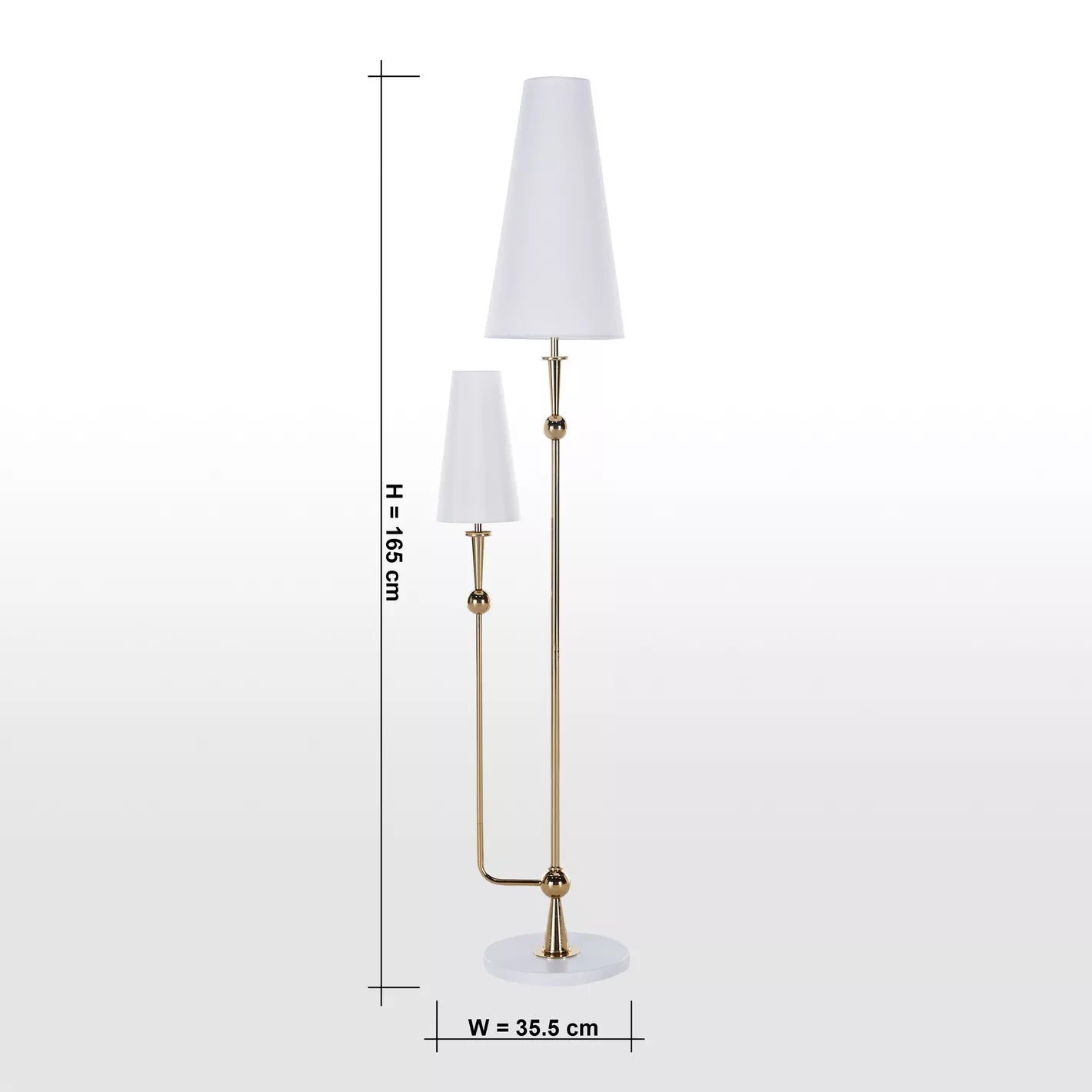 2-Light Metal Floor Lamp - 165 cm