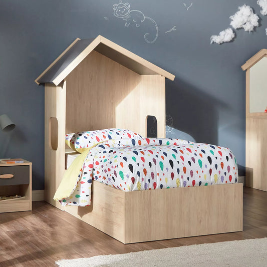 Hut Twin Bed With Two Drawers - 90x190 cm - COOLBABY