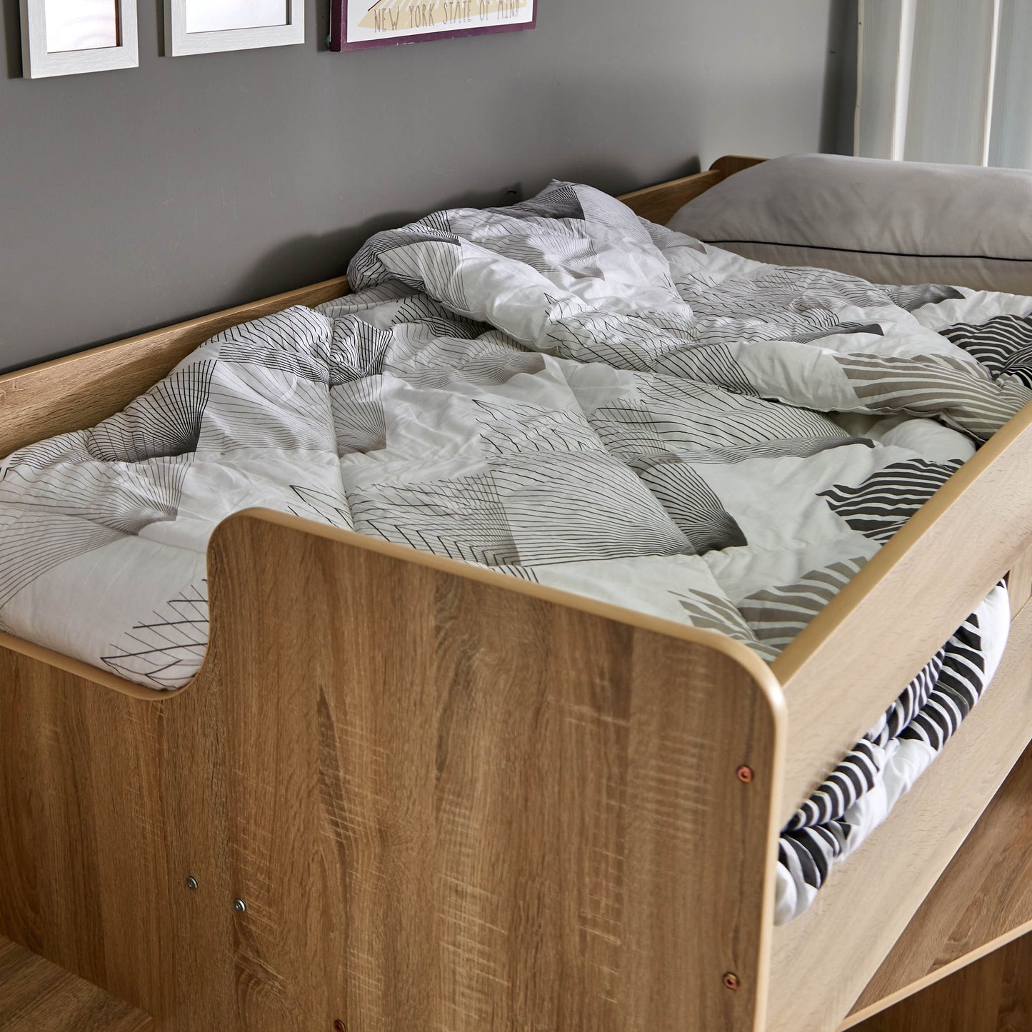 Single Loft Bed with Storage & Study Desk 90x190 cm – Space Saving Loft Bed with 7 Drawers