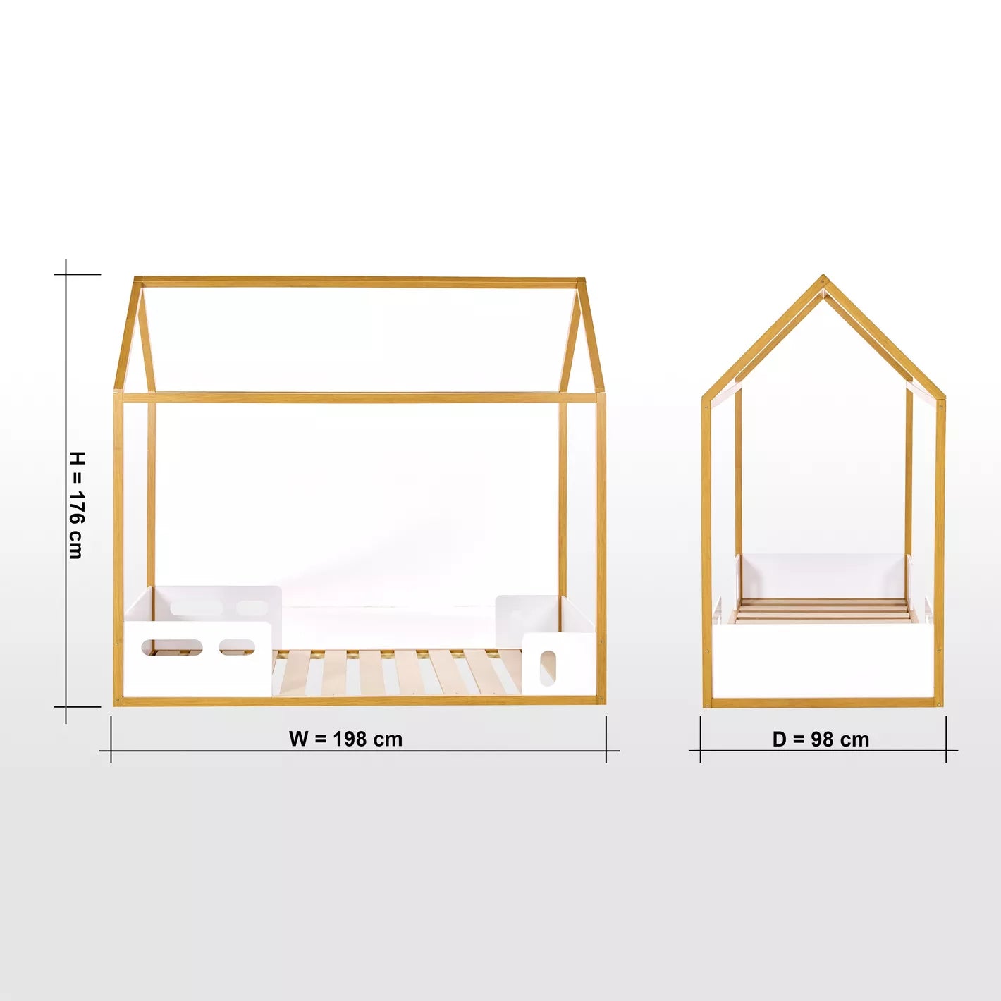 Twin Bed, Engineered Wood With A Robust Frame For Kids - 90x190 cm - COOLBABY