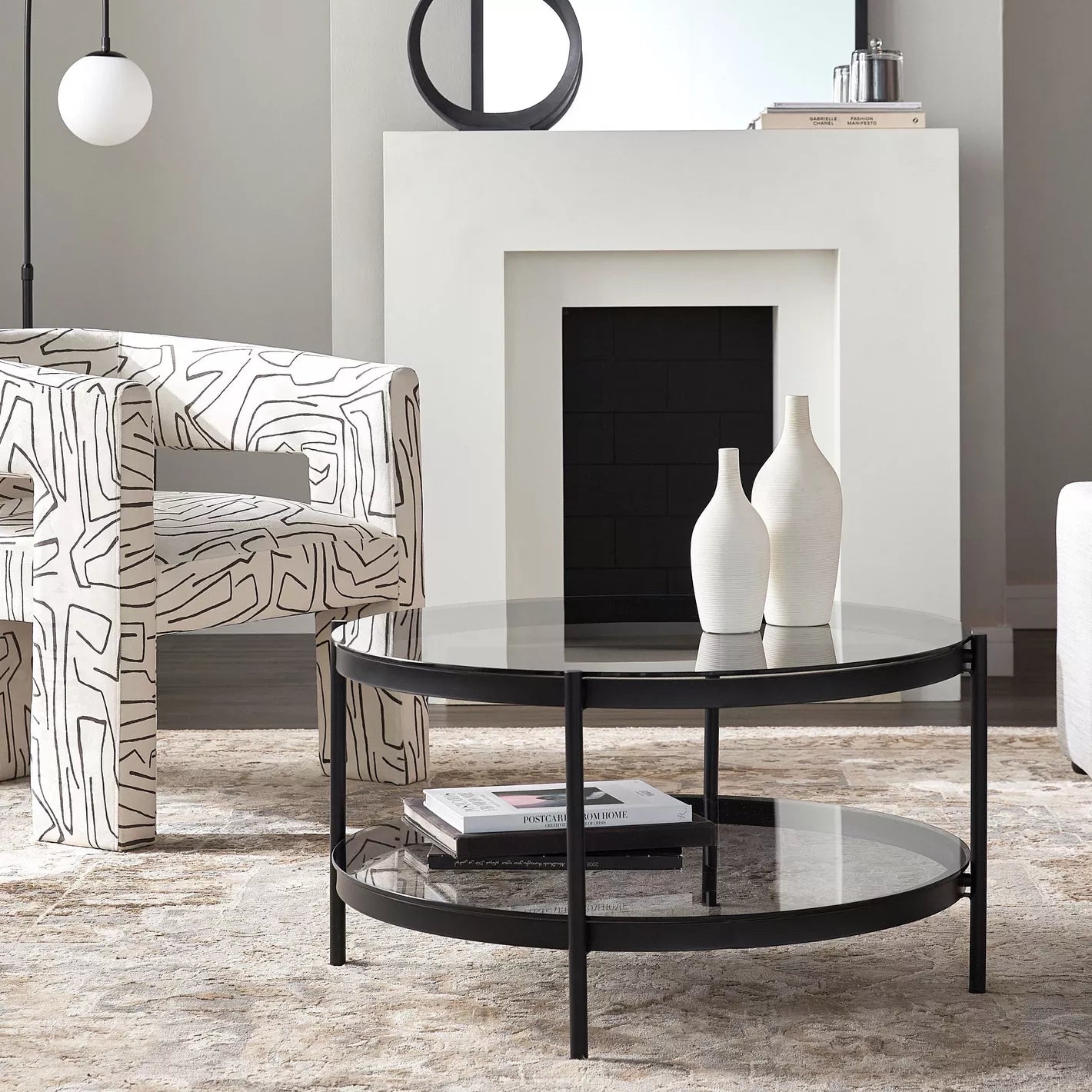 Elegant Glass Top Coffee Table With Metal Legs - Round Design