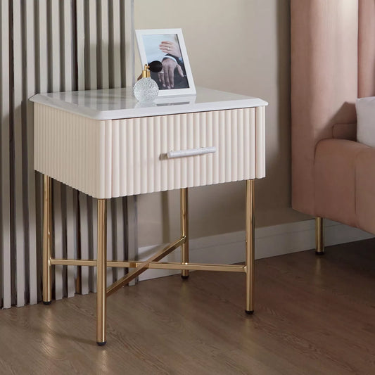 Nightstand With 1 Drawer For Easy Organization, And Sturdy Metal Legs 42 x 54 x 60 CM - COOLBABY