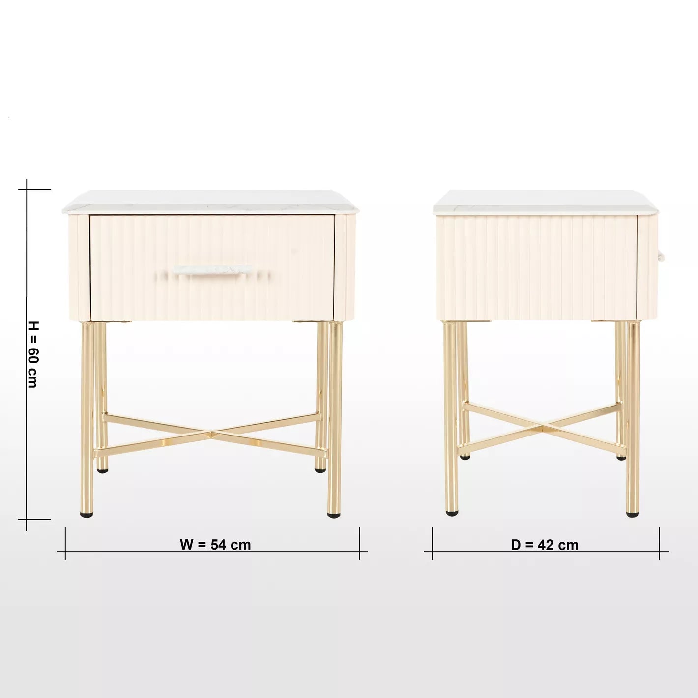 Nightstand With 1 Drawer For Easy Organization, And Sturdy Metal Legs 42 x 54 x 60 CM - COOLBABY