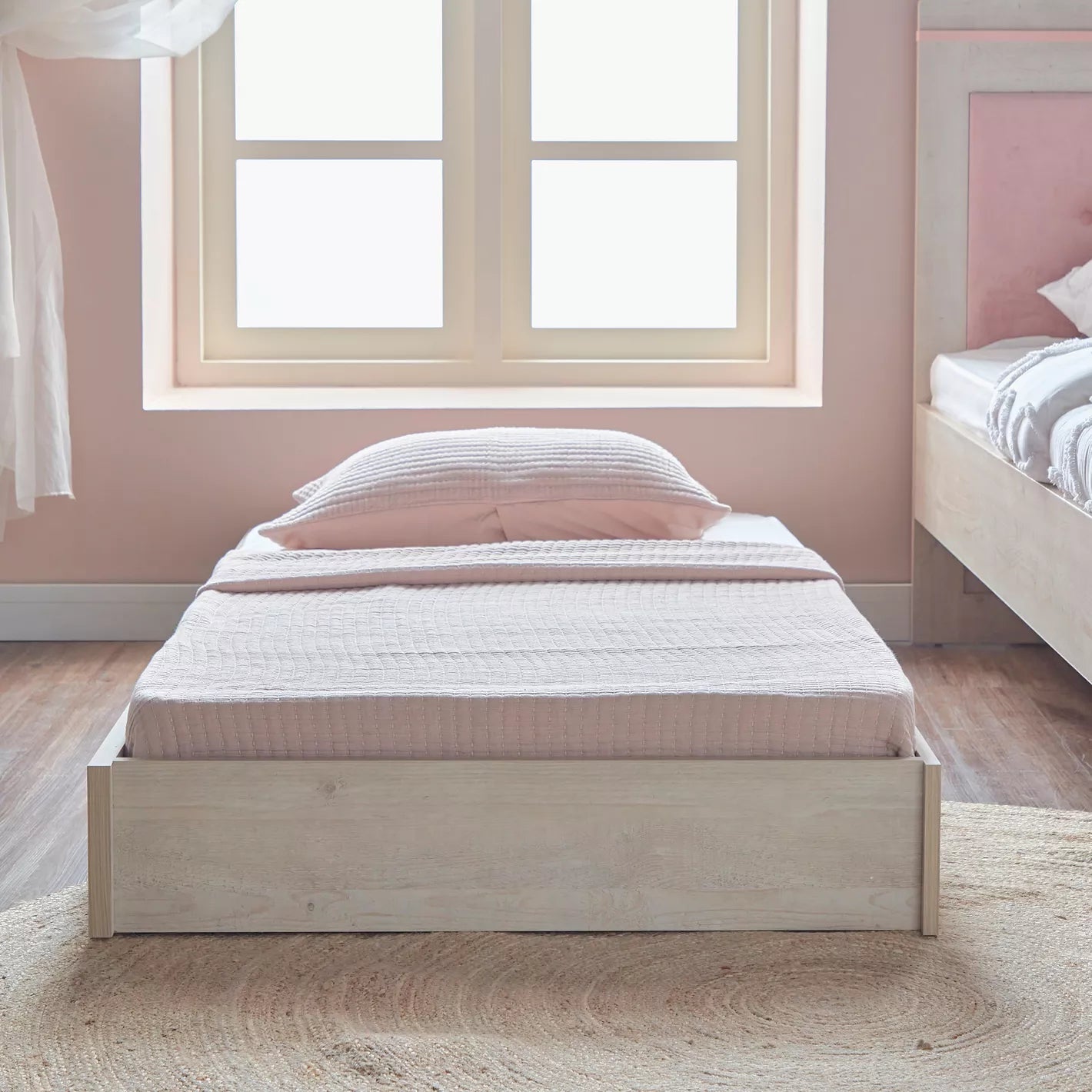 Comfort Trundle Under Beds 90x190 cm - Oak/Pink - COOLBABY