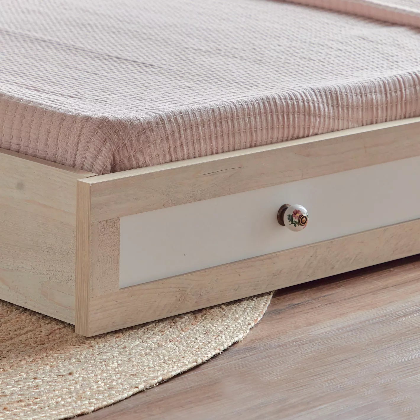 Comfort Trundle Under Beds 90x190 cm - Oak/Pink - COOLBABY