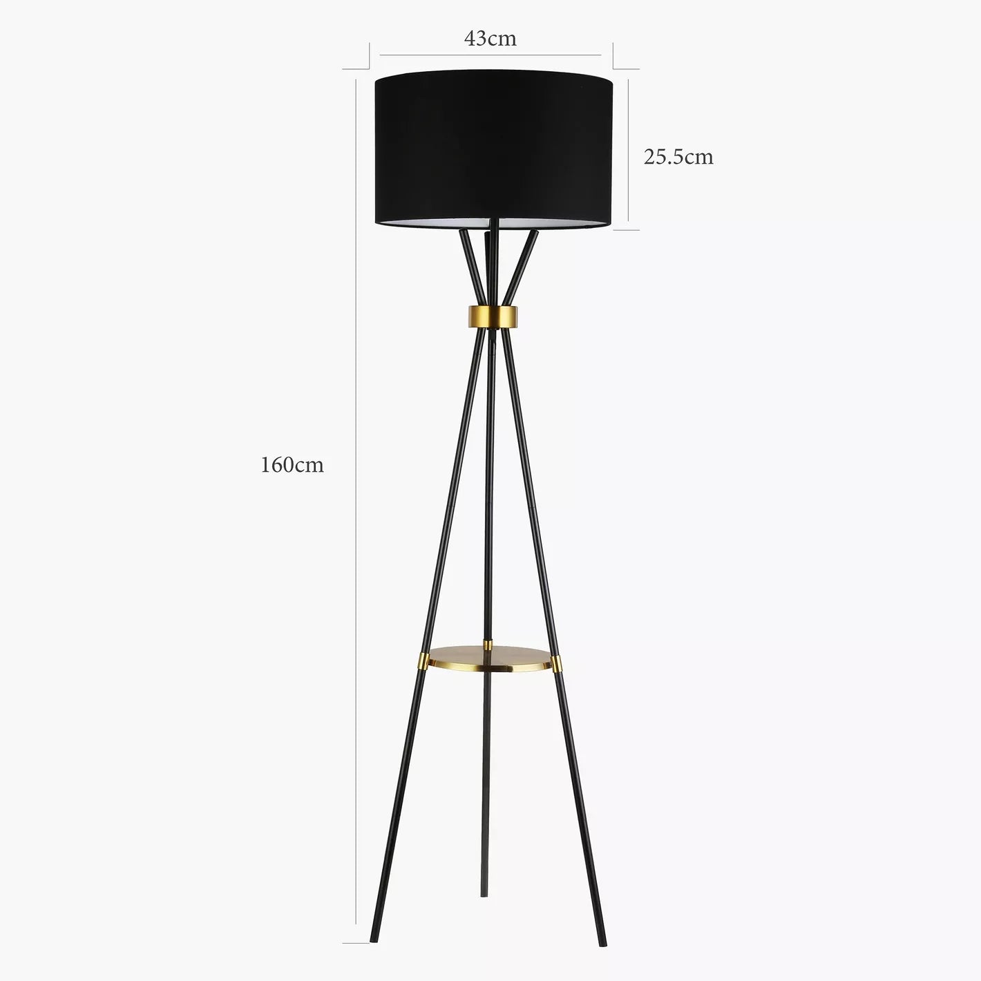 Metal Tripod Floor Lamp - 163 cm