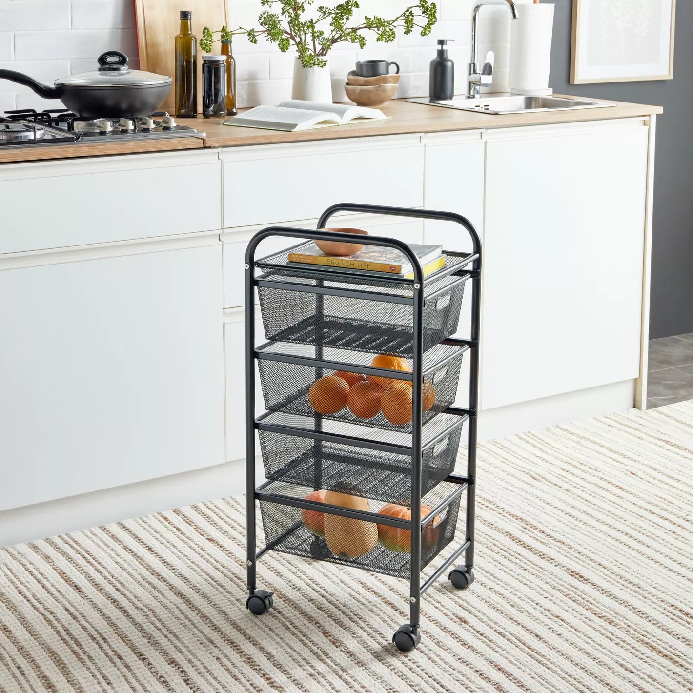 5-Tier Storage Trolley With Four Drawers For Organized And Storage