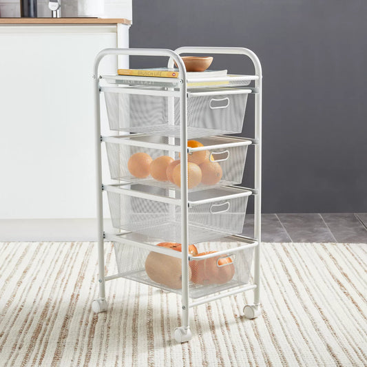 5-Tier Storage Trolley With Four Drawers For Organized And Storage