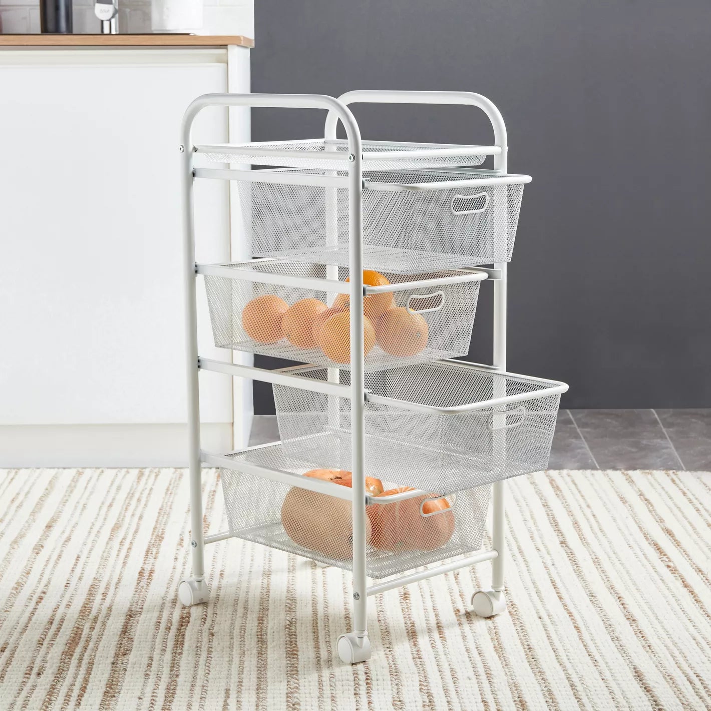 5-Tier Storage Trolley With Four Drawers For Organized And Storage