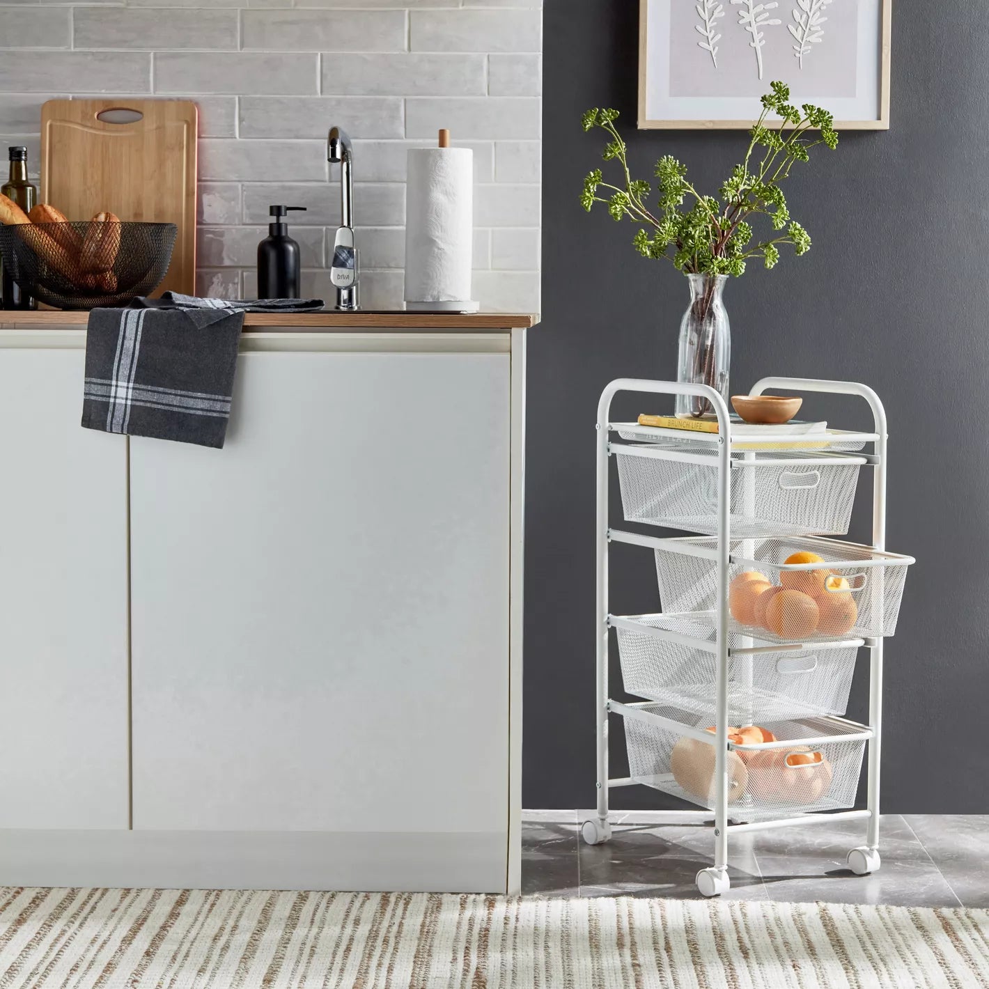 5-Tier Storage Trolley With Four Drawers For Organized And Storage