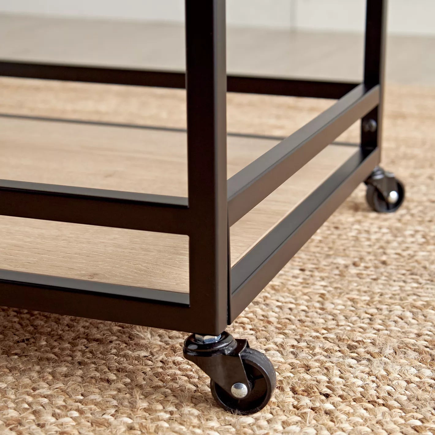 Modern Serving Trolley With Multiple Shelves And Hooks For Glassware