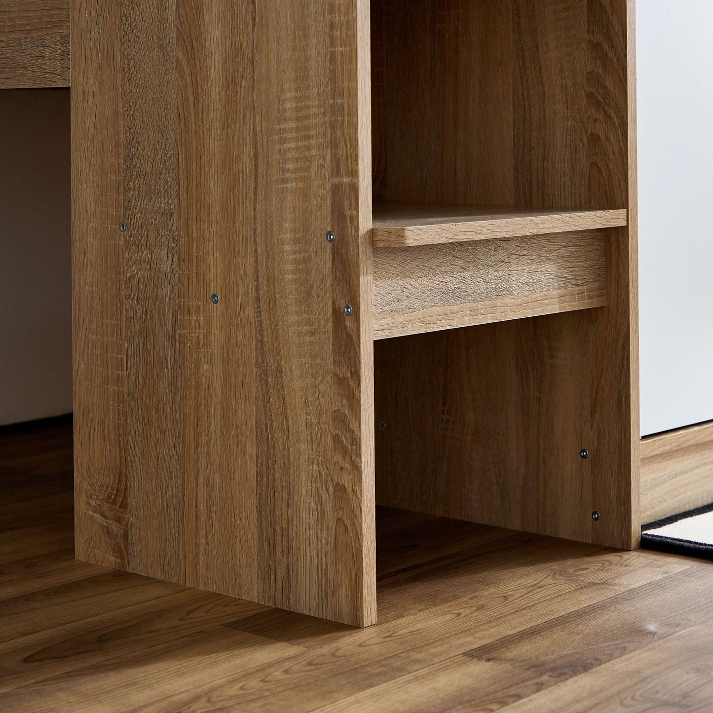 Cabin Bed with 2 Doors & Shelves 90x190 cm – Modern Space Saving Engineered Wood Single Bed