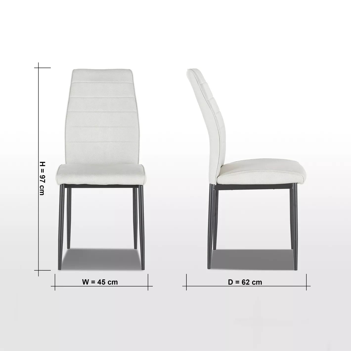 Modern Fabric Dining Chair, Metal Legs With Chrome Finish