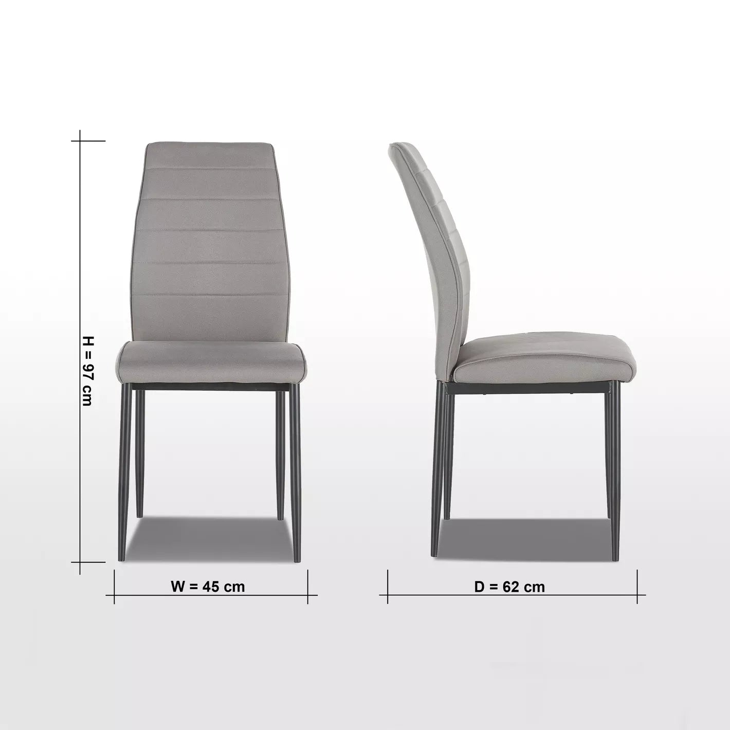 Modern Fabric Dining Chair, Metal Legs With Chrome Finish