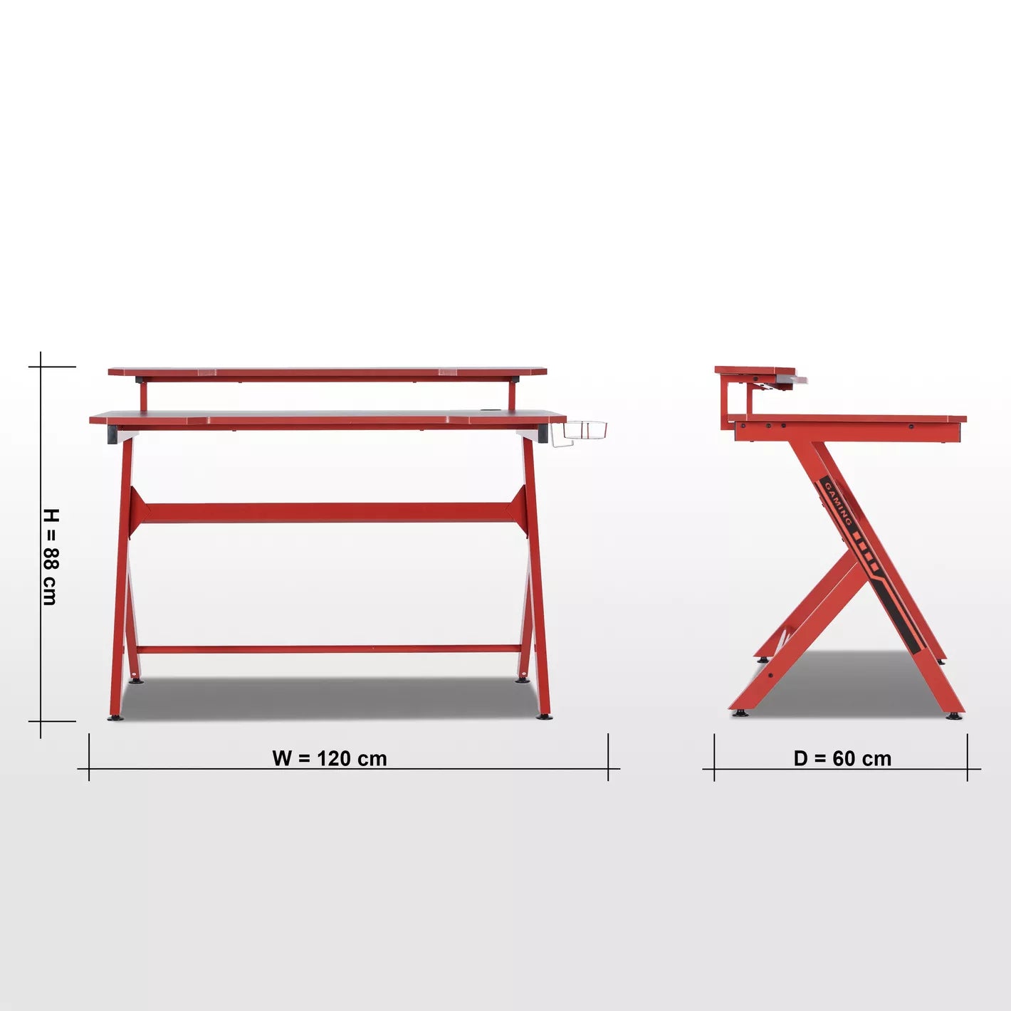 Gaming Desk, Engineered Wood With Cable Management, Raised Shelf, And Stylish Design - Study Desk