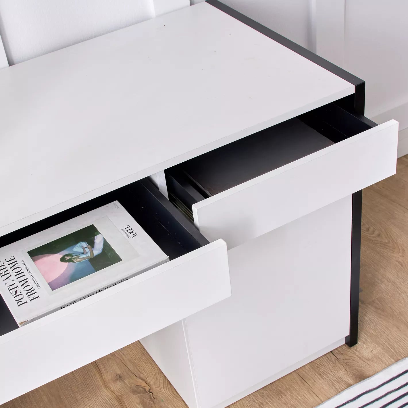 Office/Home Desk With Adjustable Shelves - White/Black - COOLBABY