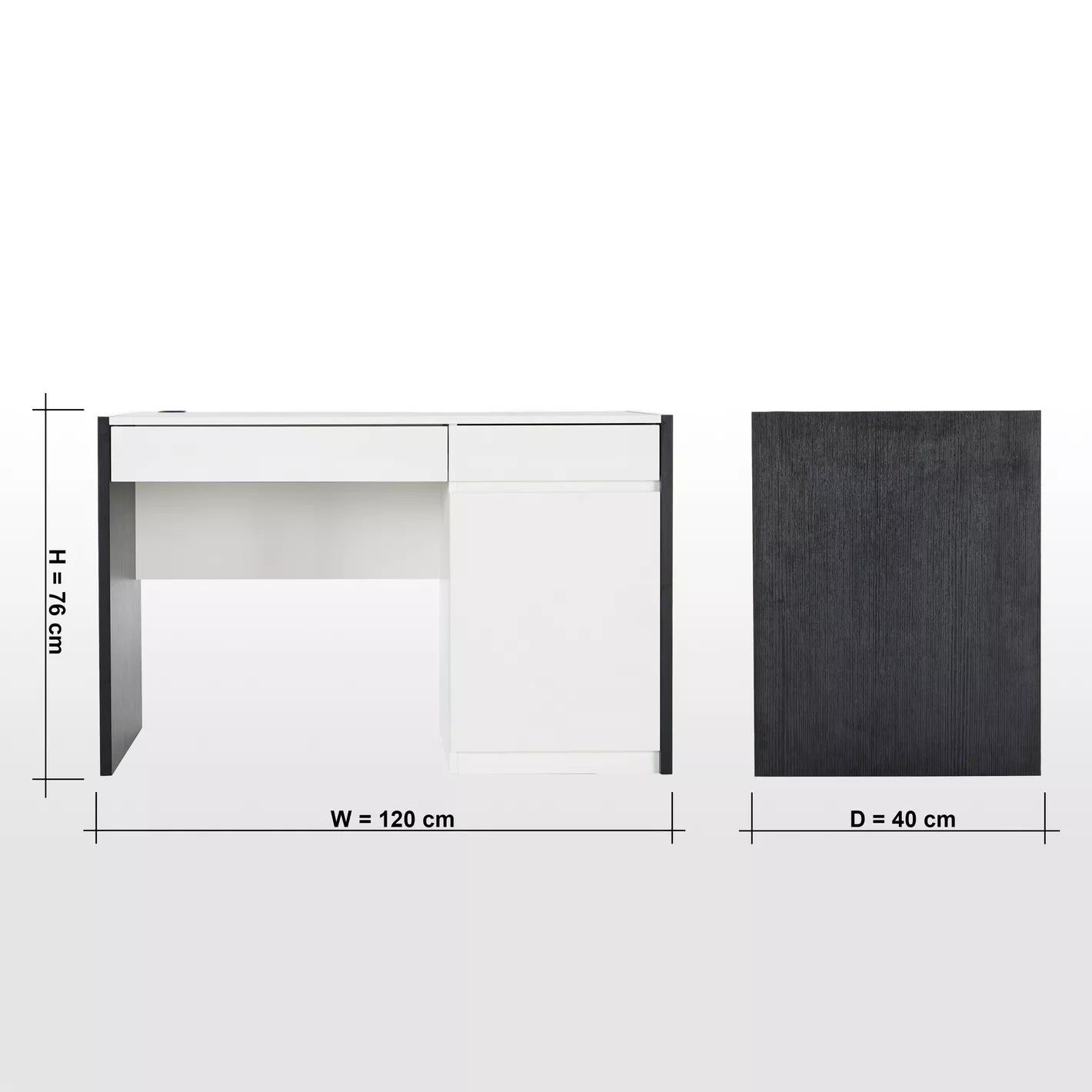 Office/Home Desk With Adjustable Shelves - White/Black - COOLBABY