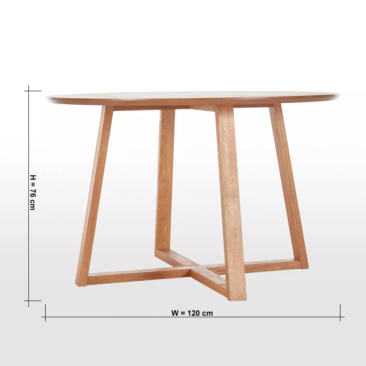 4-Seater Wood Dining Table, Round Table - 76H * 120W