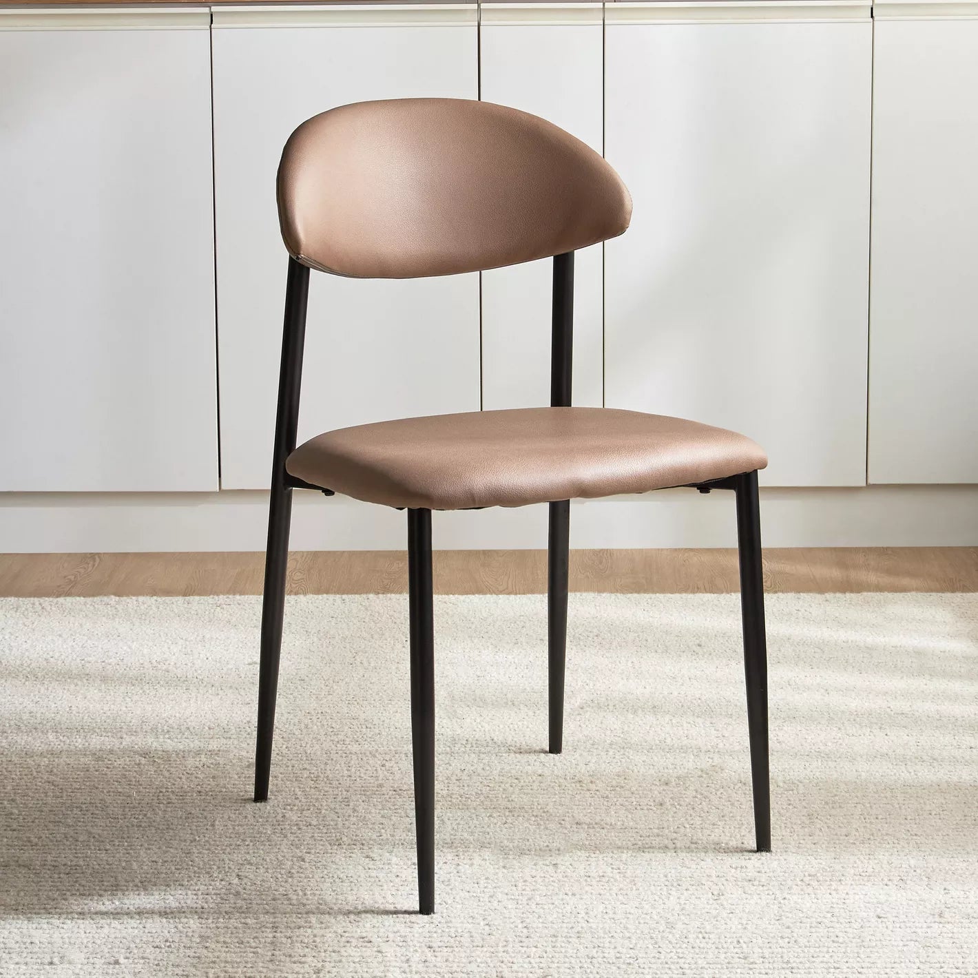 Leather Dining Chair With Metal Legs For Modern Areas