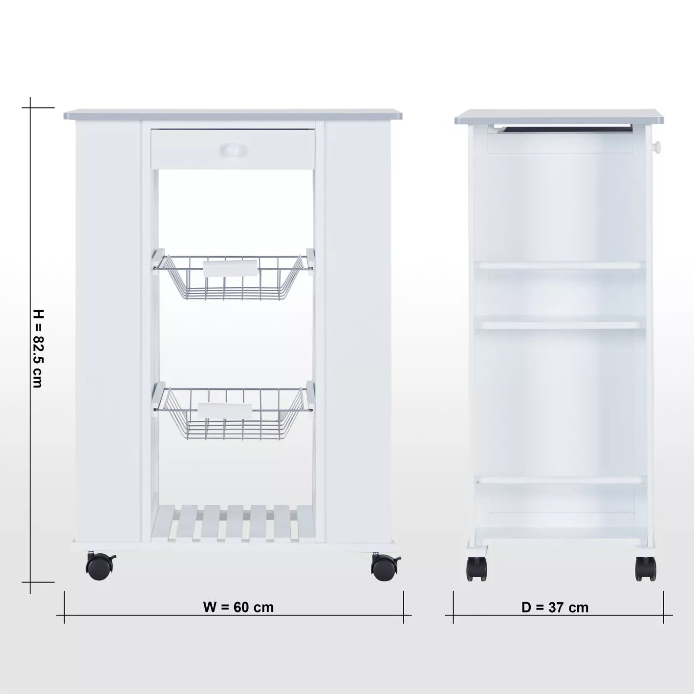 Kitchen Trolley With Two Side Shelves For Meal Preparation And Organization