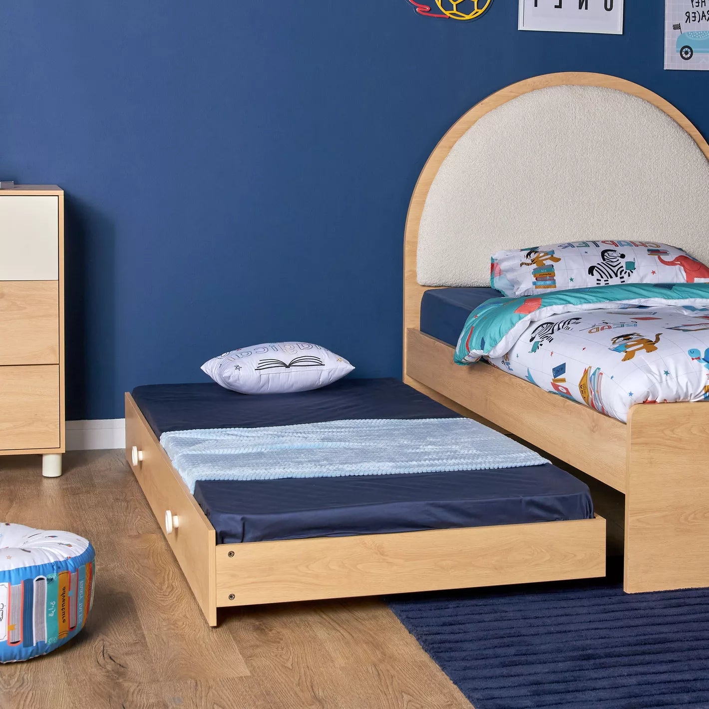 Twin Trundle Bed 90x190 CM - Oak/White - COOLBABY