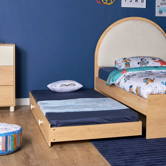 Twin Trundle Bed 90x190 CM - Oak/White - COOLBABY