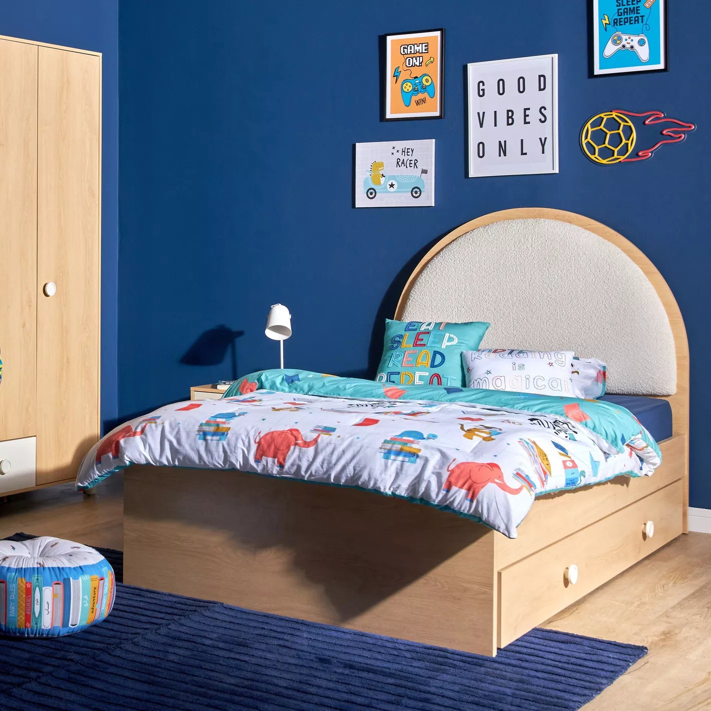 Twin Trundle Bed 90x190 CM - Oak/White - COOLBABY