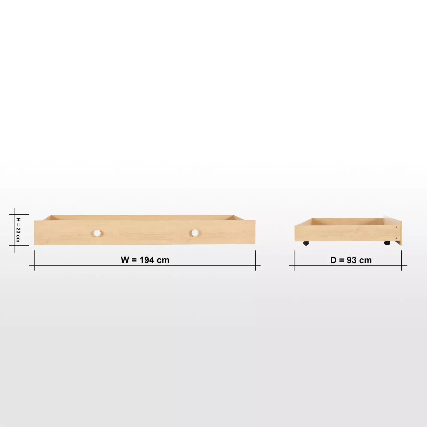 Twin Trundle Bed 90x190 CM - Oak/White - COOLBABY