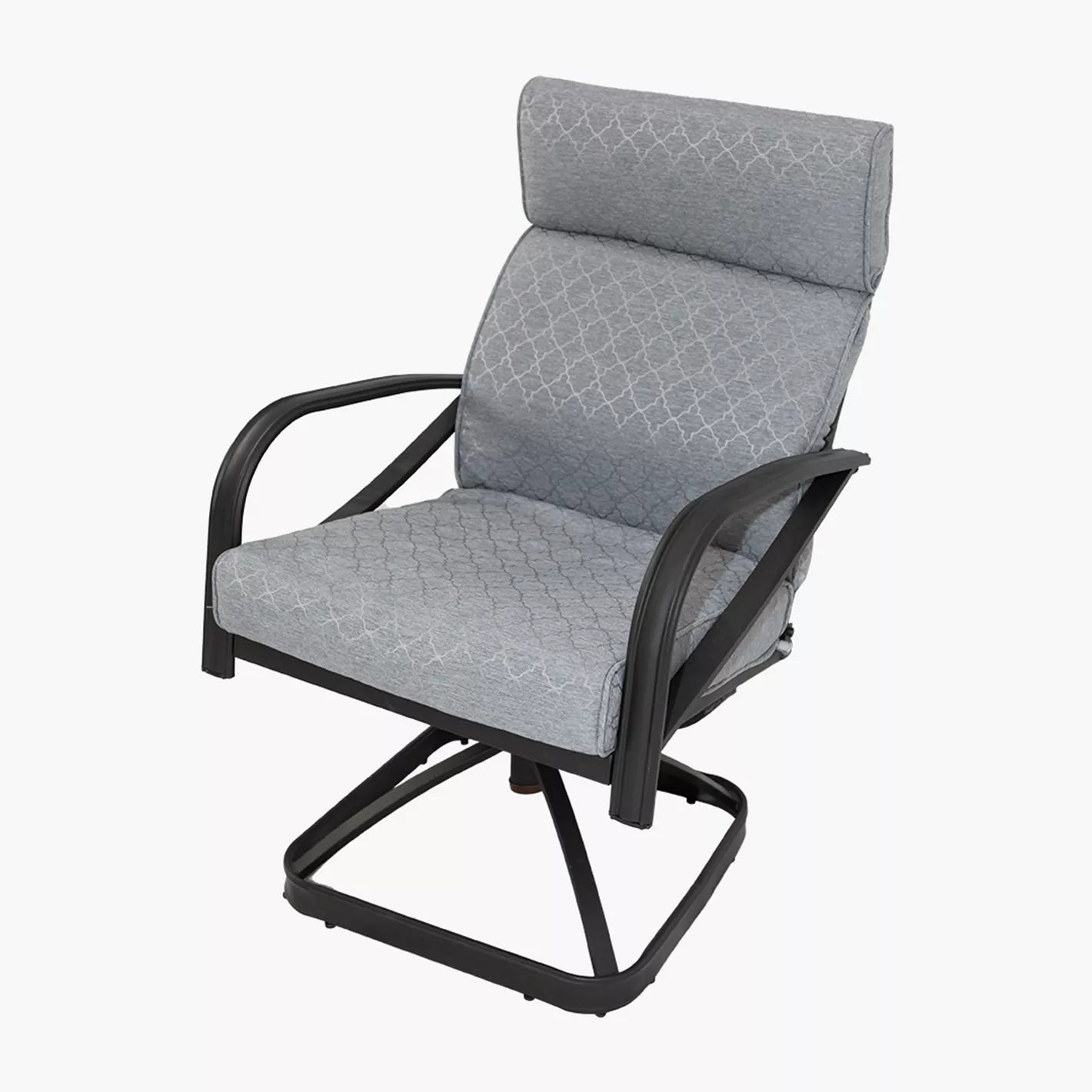 Steel Frame Swivel Rocker Dining Patio Chair, Gray - COOLBABY