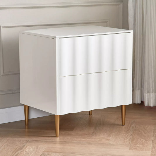 Modern Luxe Nightstand With 2 Drawers And Two Built-In USB Ports For Easy Charging, Push-Open Mechanism For Modern Bedroom - COOLBABY