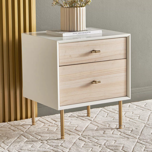 Modern Nightstand With 2 Spacious Drawers And 2 USB Ports 45 x 50 x 60 CM - COOLBABY