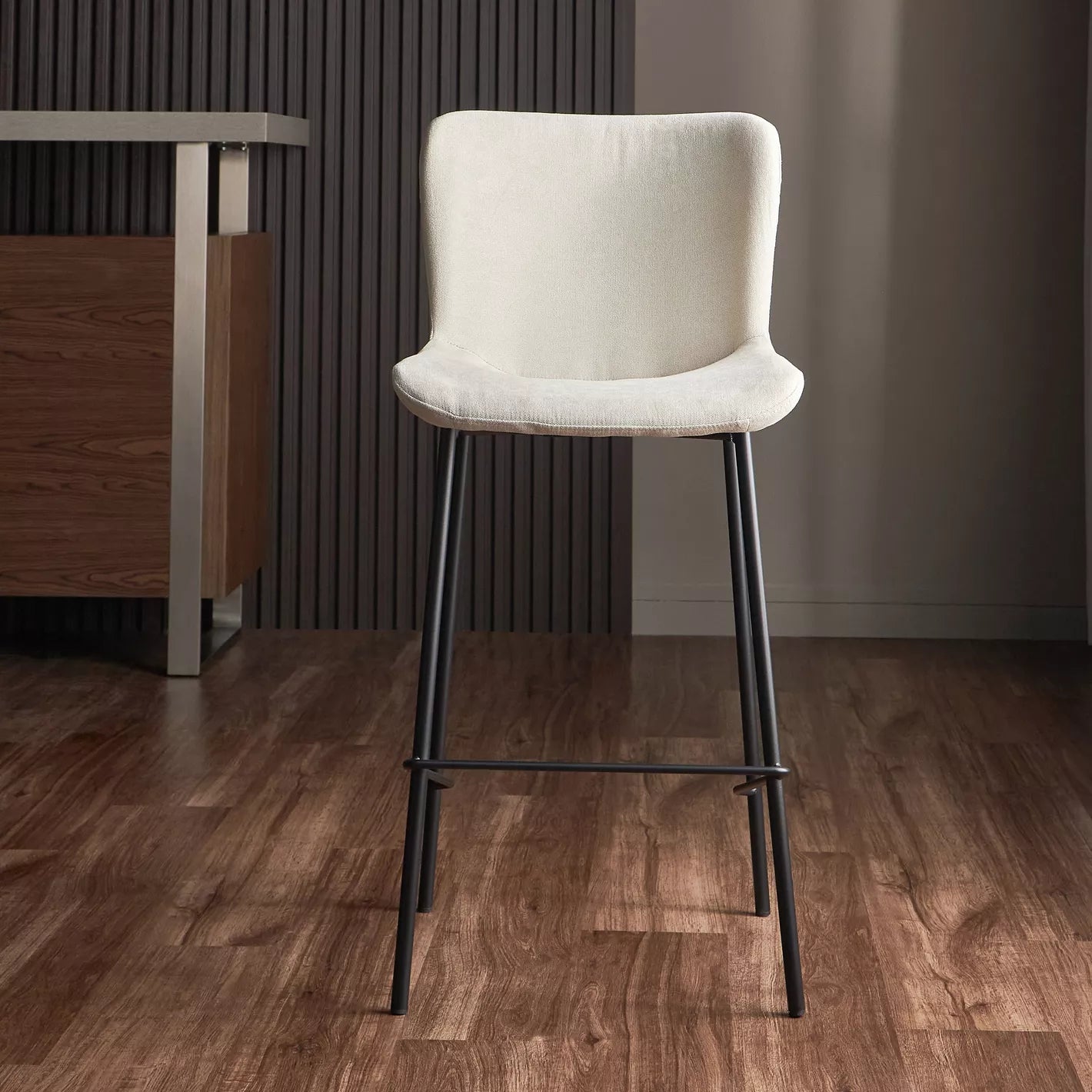 Fabric Bar Chair, Home Chair With Metal Legs - Black/Beige