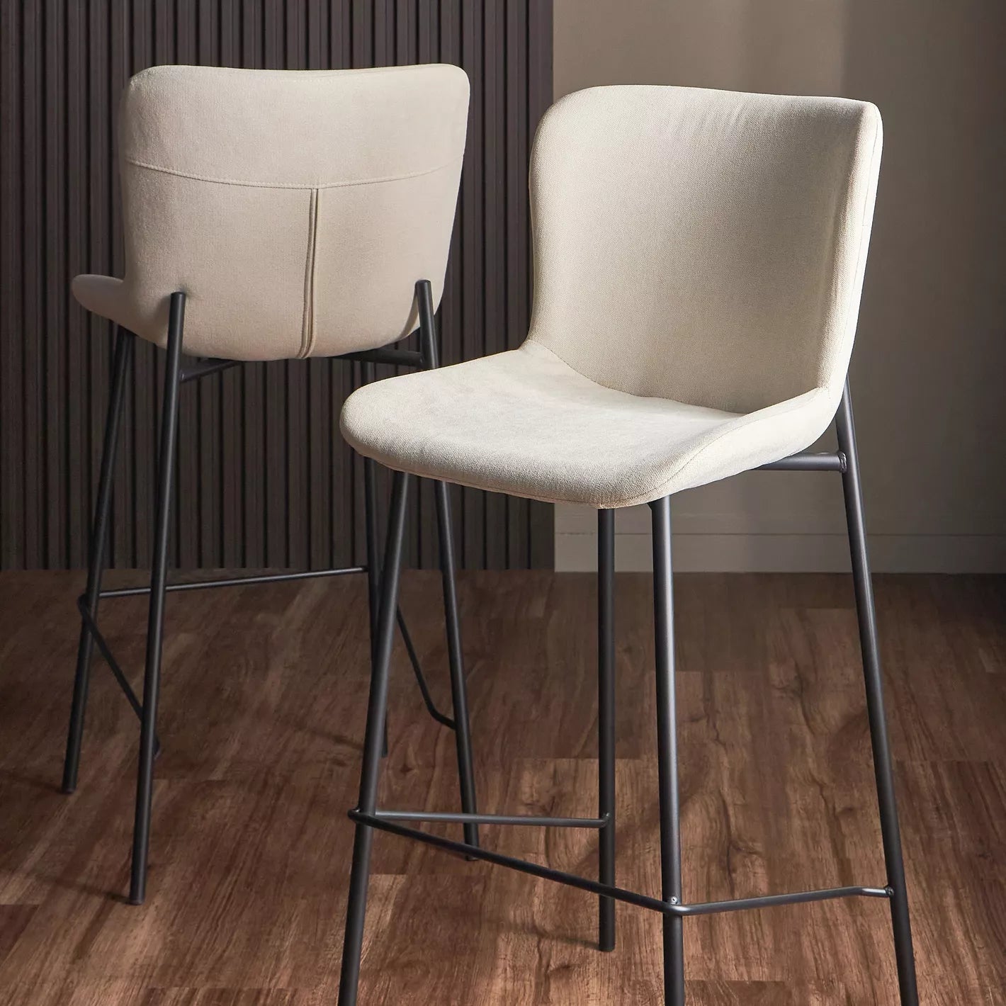 Fabric Bar Chair, Home Chair With Metal Legs - Black/Beige