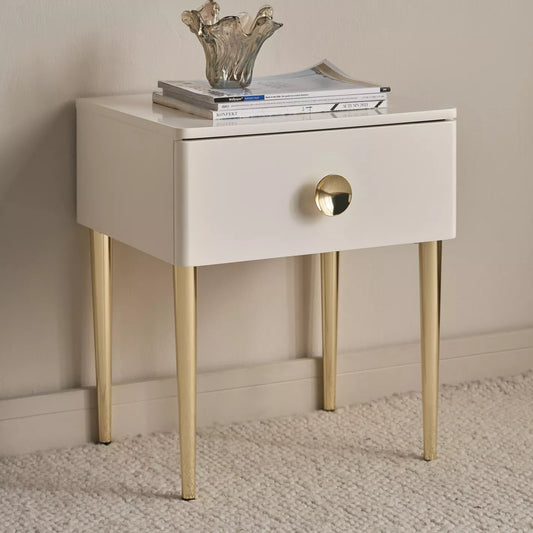 Modern Nightstand With Drawer And Sleek Metal Legs, Soft-Close Mechanism For Bedroom - COOLBABY