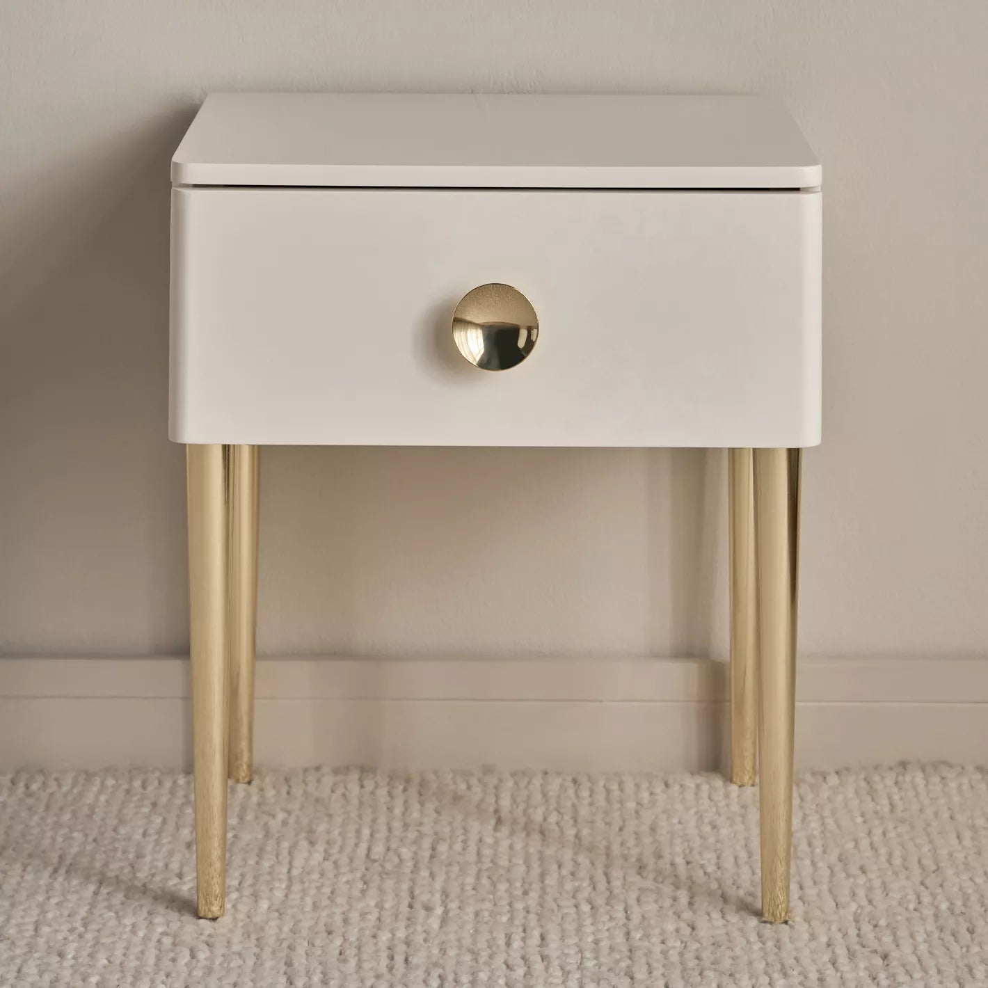 Modern Nightstand With Drawer And Sleek Metal Legs, Soft-Close Mechanism For Bedroom - COOLBABY