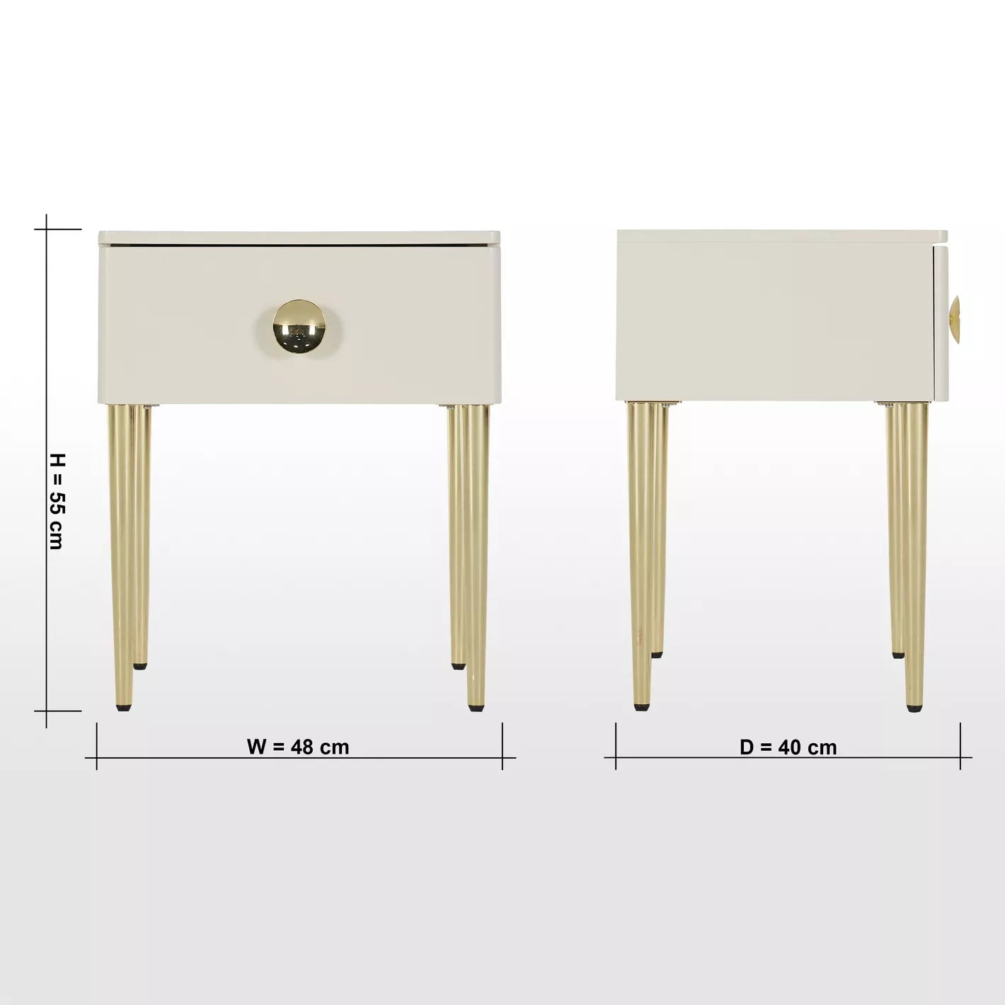 Modern Nightstand With Drawer And Sleek Metal Legs, Soft-Close Mechanism For Bedroom - COOLBABY