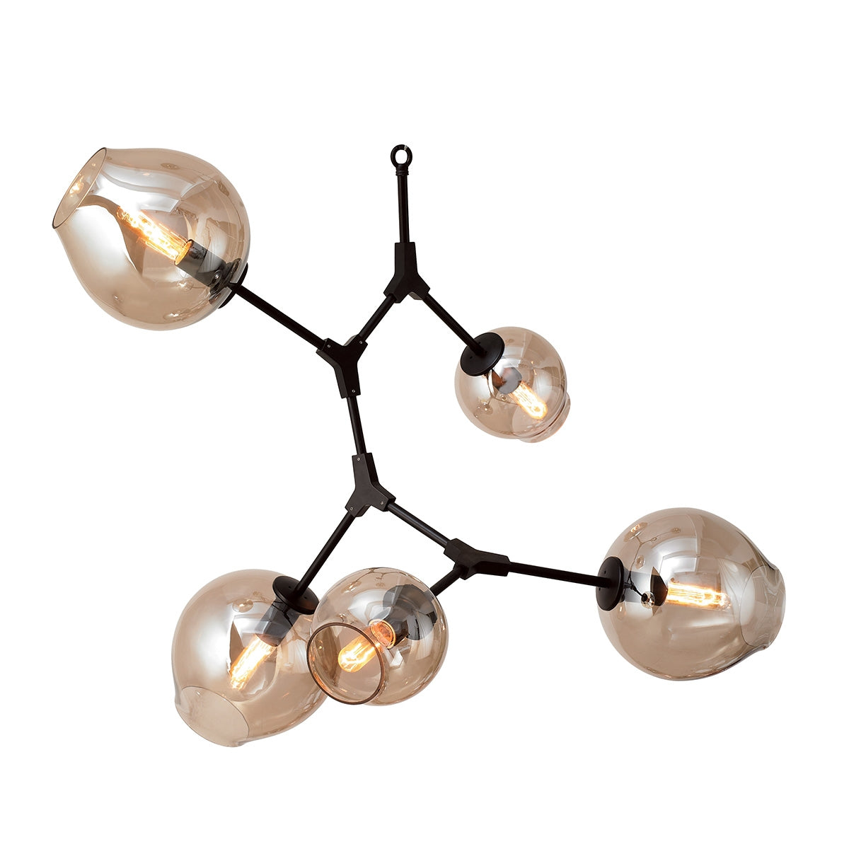 Modern Hanging Light Blair 5 Buds - Gold Matt