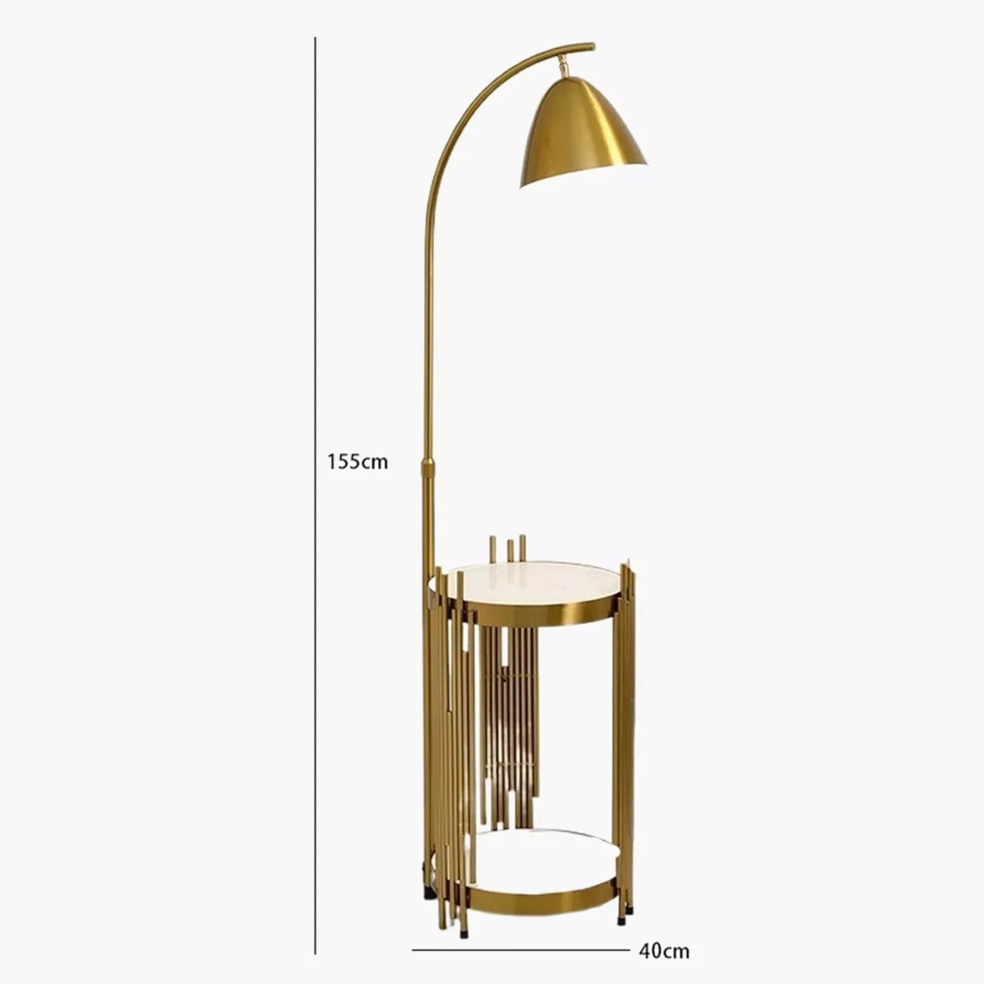 Arched Metal Floor Lamp with Side Table - 155 cm