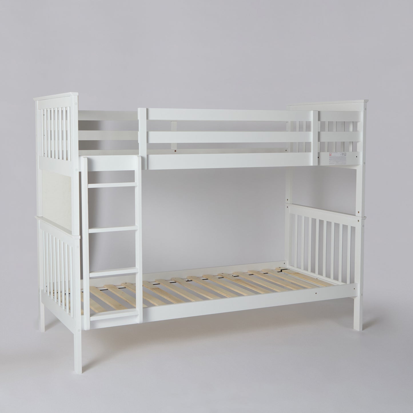 Single Bunk Bed 90x200 cm – MDF Wooden Kids Bunk Bed with Safety Guardrails & Built-in Ladder