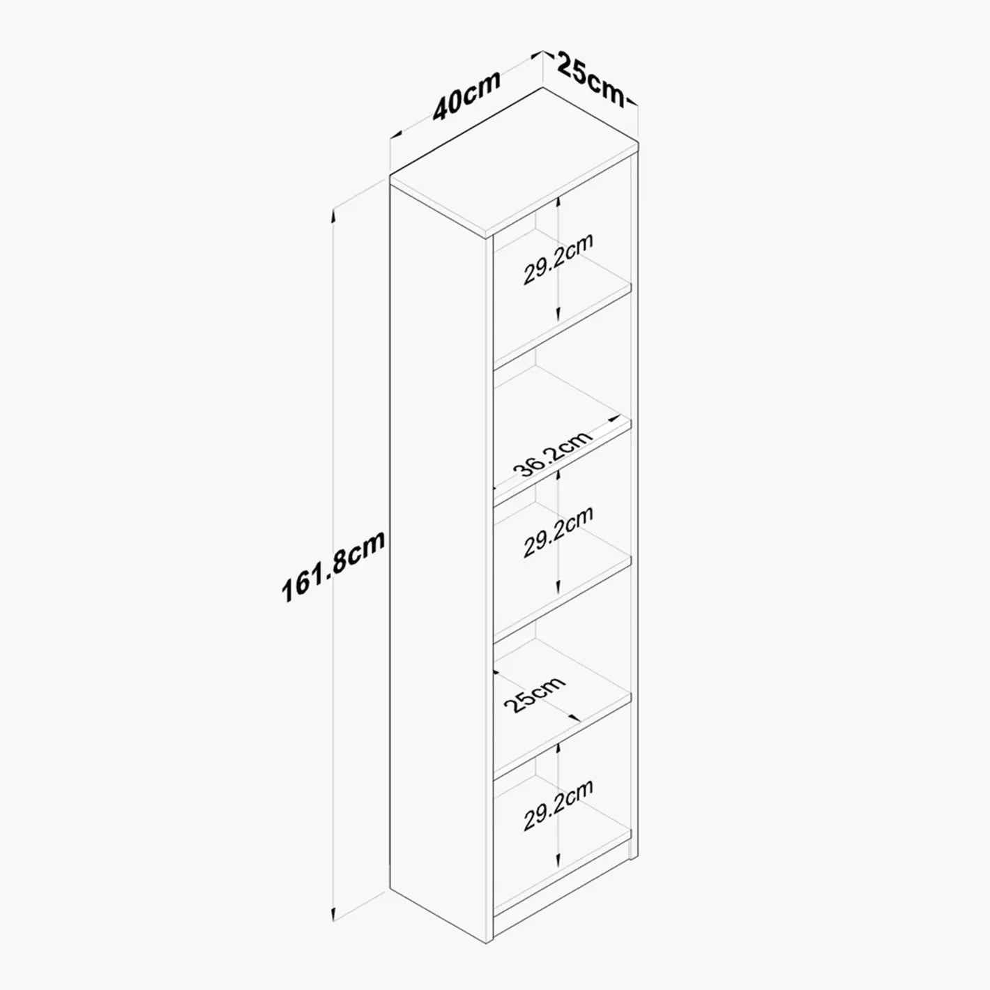 Wood Bookcase With Five Shelves For Organizing Books And Items - COOLBABY