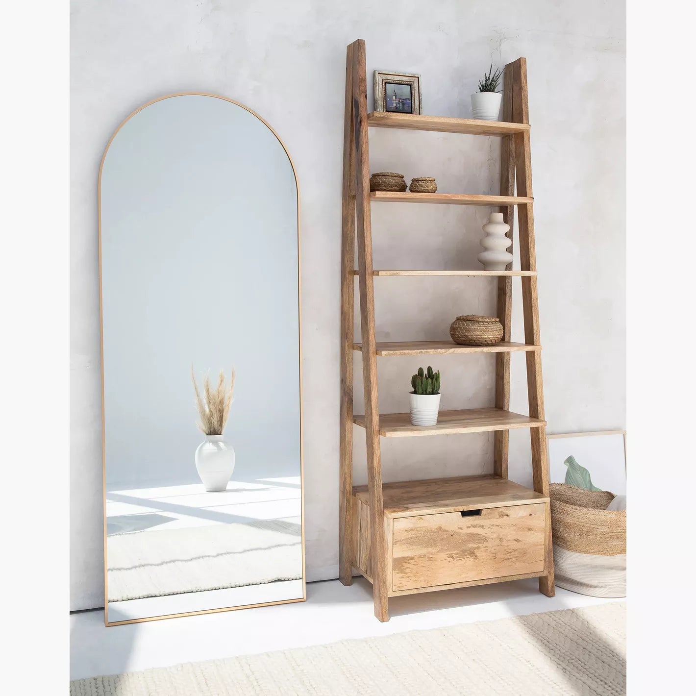 Wooden Display Rack, Bookcase With Five Shelves And Drawer - COOLBABY