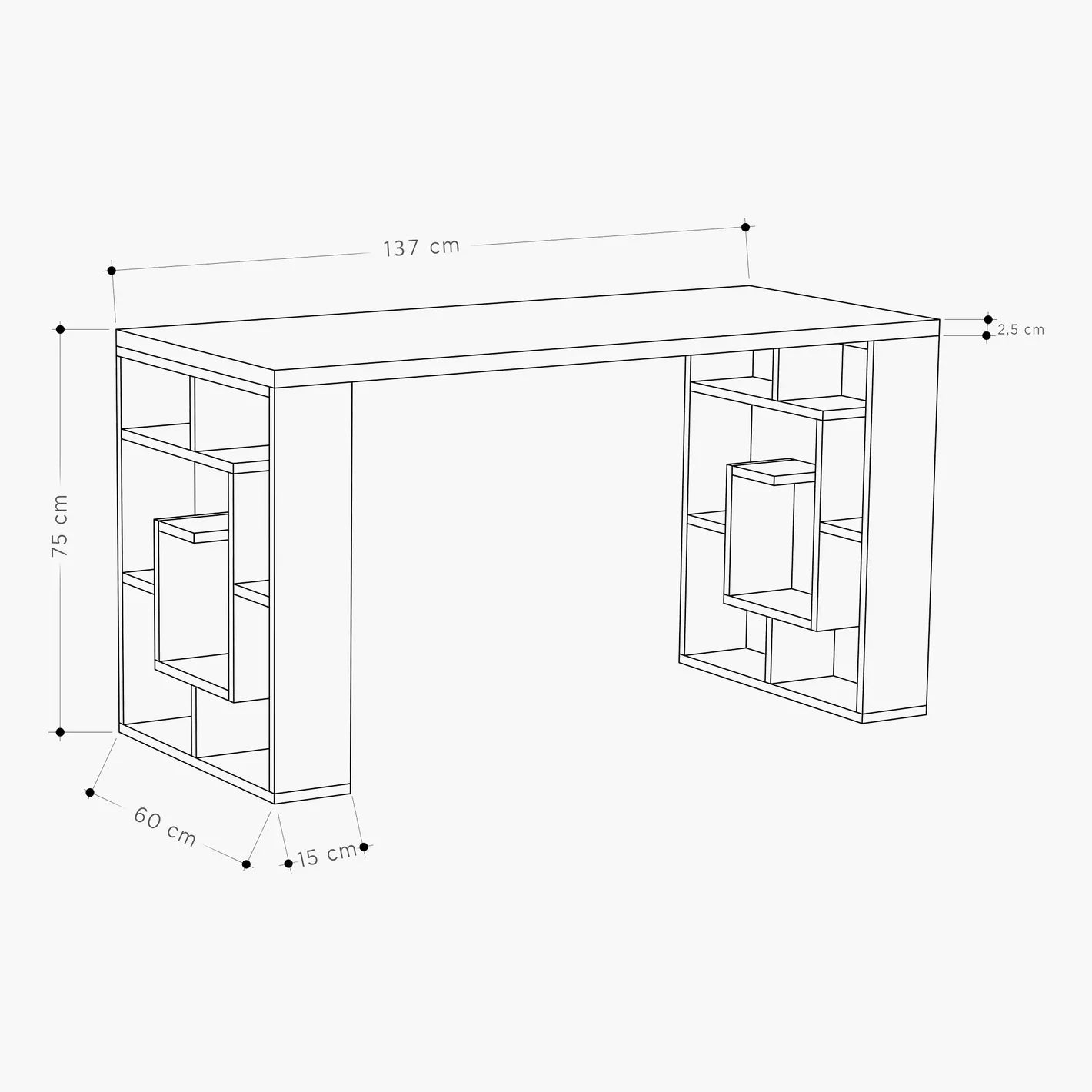 Office Desk, Writing Desk With 10 Shelves Storage - COOLBABY