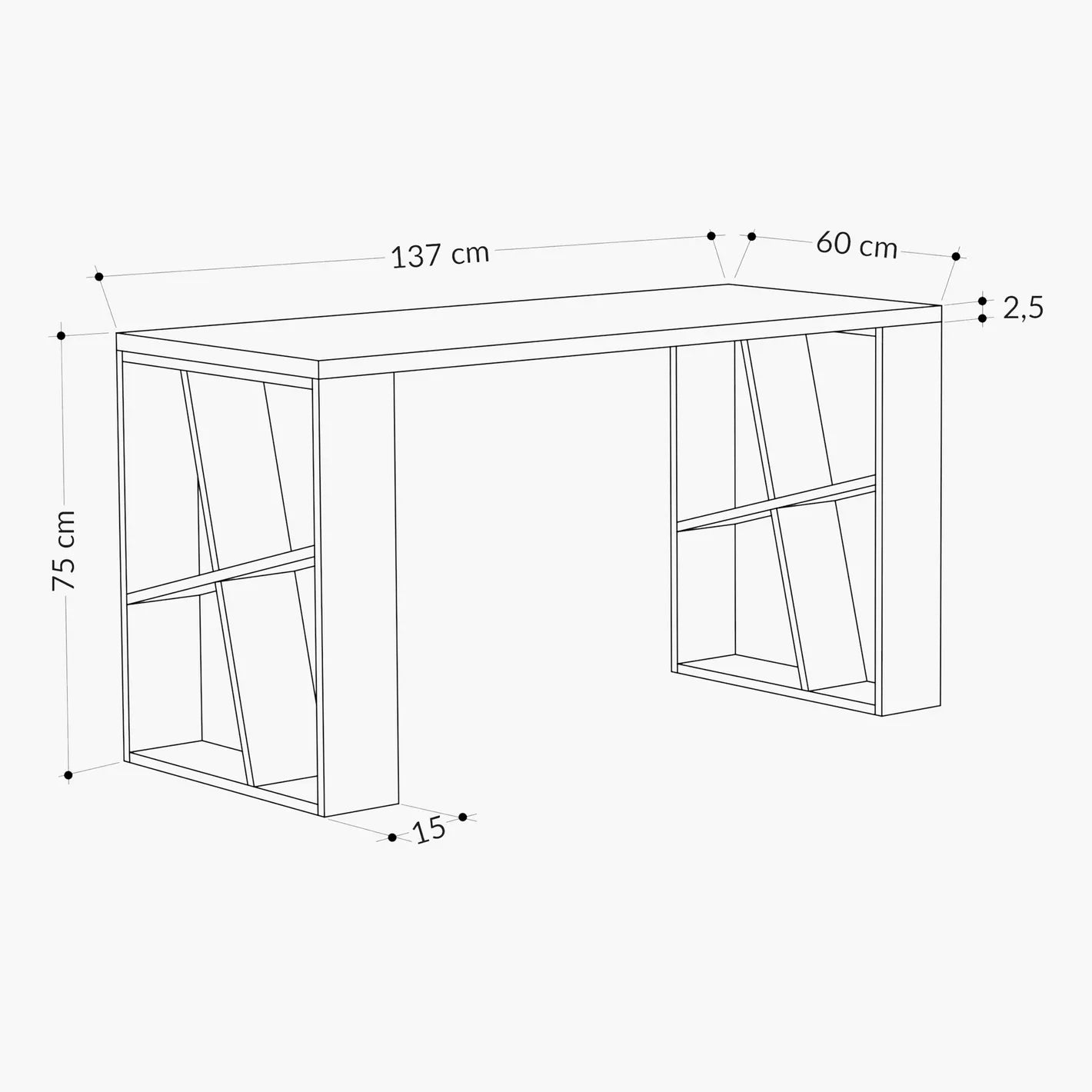 Multifunctional Office Desk, Home Desk With 8 Shelves - COOLBABY