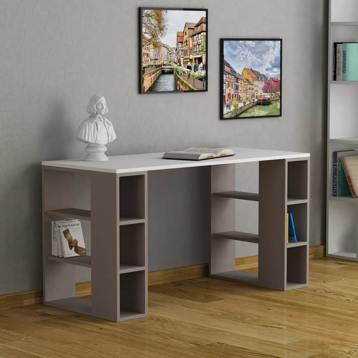 Writing/Office Desk With 6 Shelves Storage For Functional Workspace, Office Desk - COOLBABY