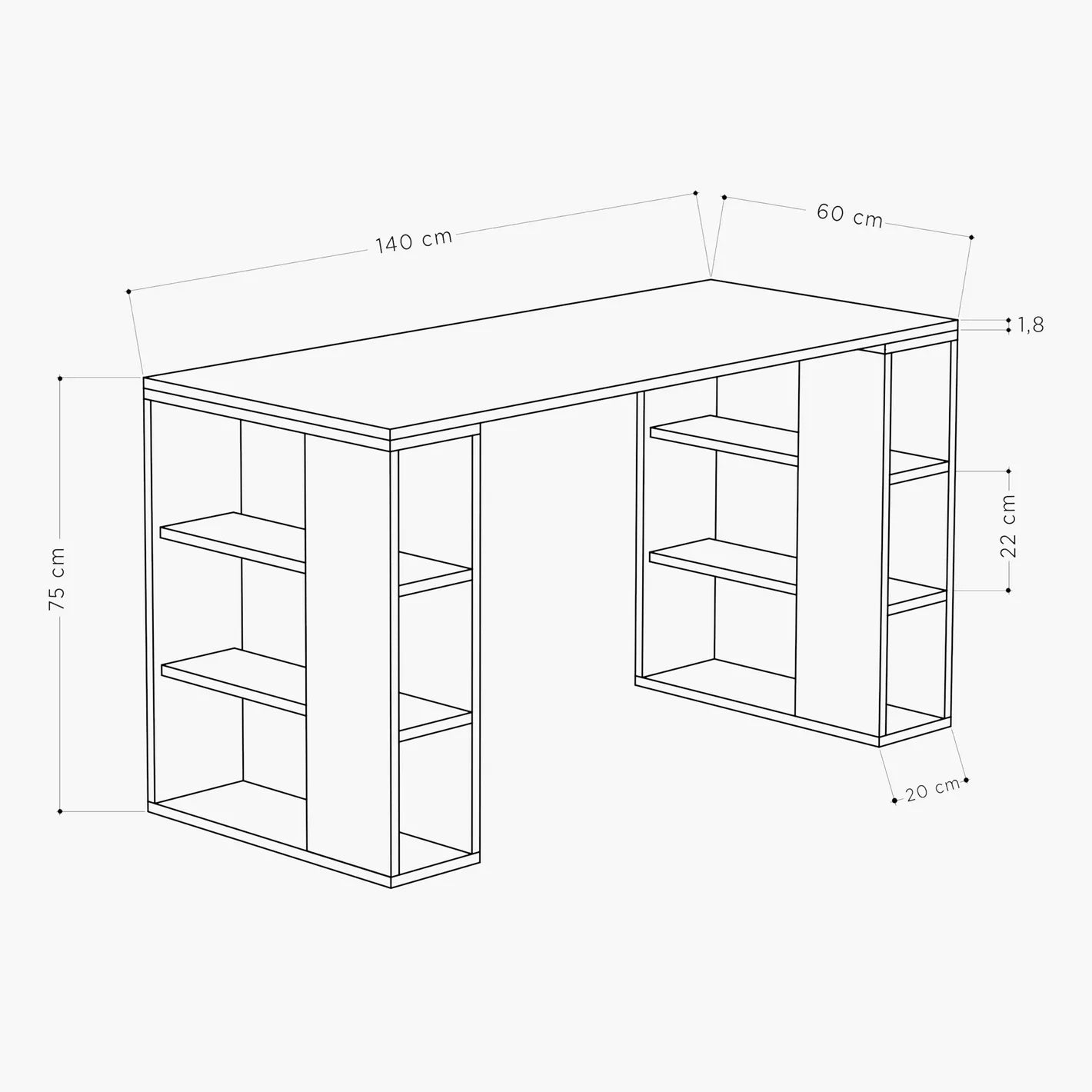 Writing/Office Desk With 6 Shelves Storage For Functional Workspace, Office Desk - COOLBABY