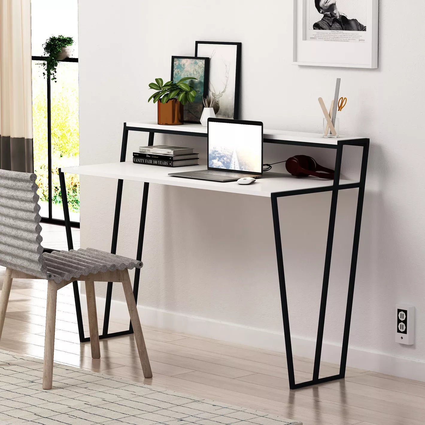 Modern Design Office Desk with Hutch, Writing Desk - COOLBABY